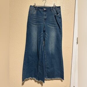 Super Wide Plus‎ Size Jeans Stretchy Frayed hem Size XXL